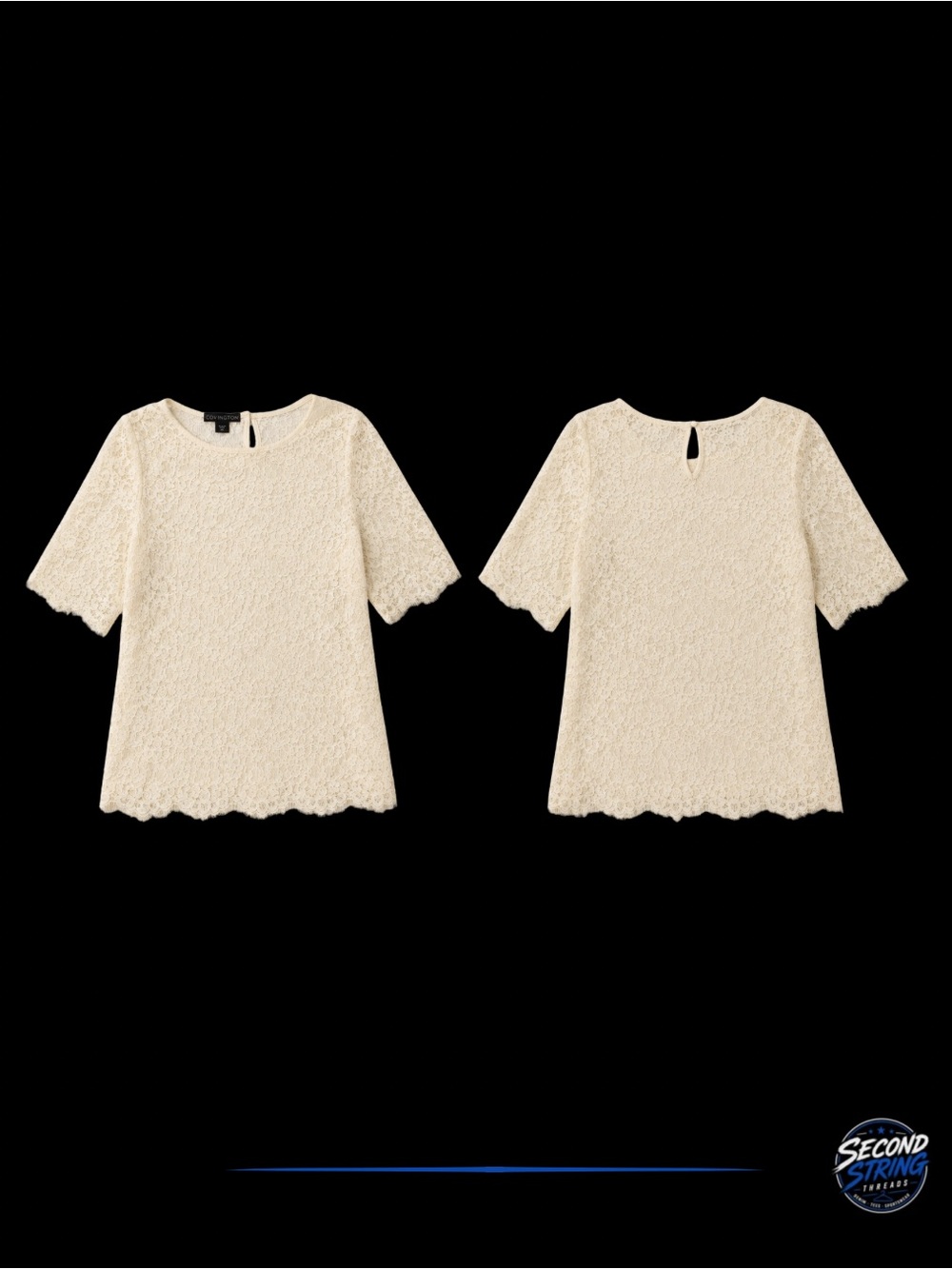 Covington Cream Lace Short Sleeve Blouse for Kids